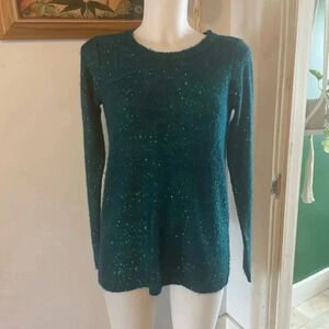 THE LIMITED TEAL SEQUIN SWEATER Size Small‎ EUC!